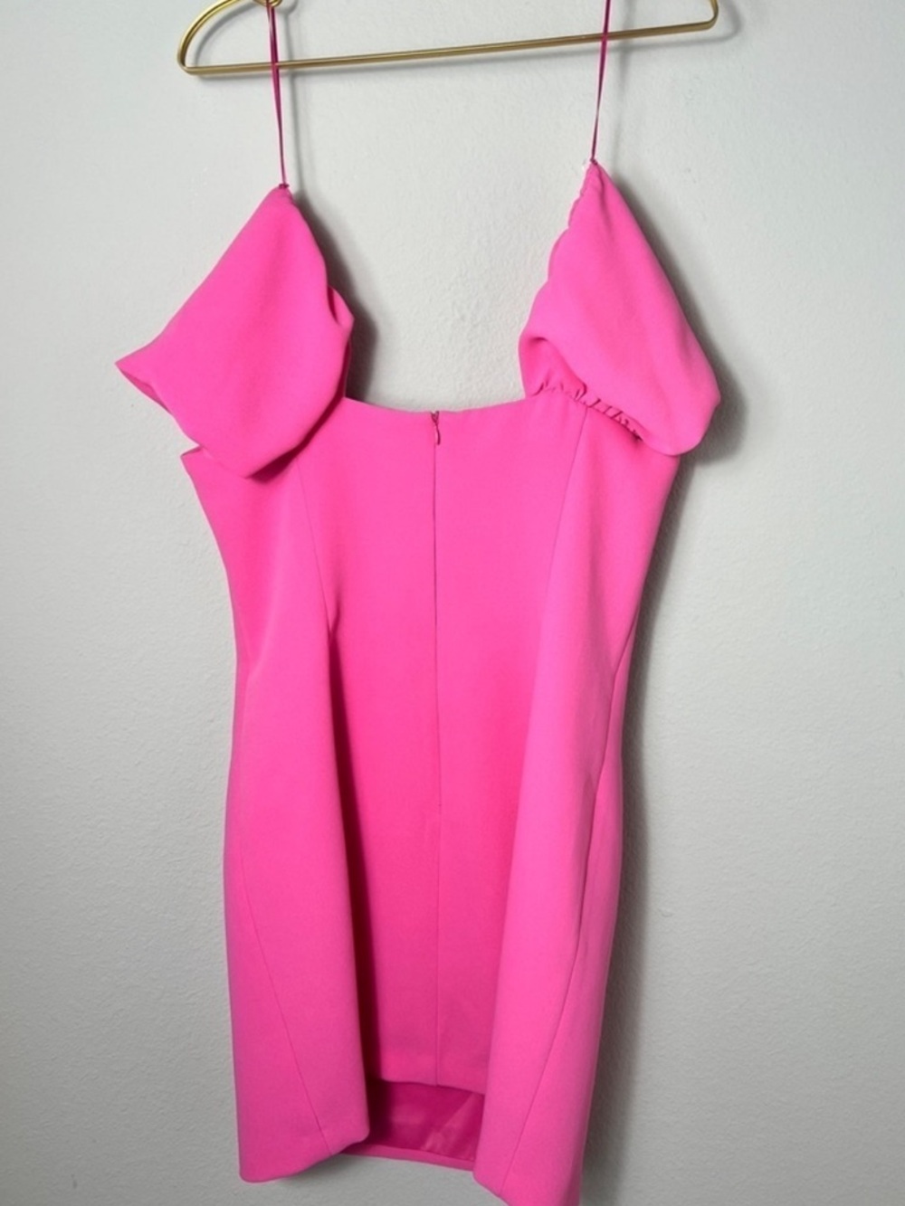 Zara Hot Pink Puff Sleeve Mini Dress Sweetheart Neckline Barbiecore Size L NWT - Picture 16 of 16